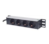 Intellinet 714020 4AC outlet(s) 1U Grey power distribution unit (PDU) - Power Distribution Units (PDUs) (Basic, 1U, Horizontal/Vertical, Grey, 4 AC outlet(s), Type F)