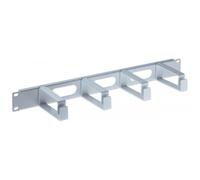 Intellinet 19 Inch Cable Management Panel, 1U, 4 Long Plastic Rings, Grey Cable