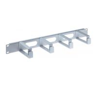 Intellinet 19 Inch Cable Management Panel, 1U, 4 Long Plastic Rings, Grey Cable