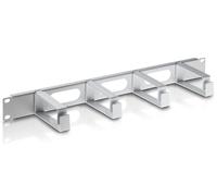 Pannello Passacavi 4 Anelli in Plastica Lunghi 3 Fori 1U Grigio