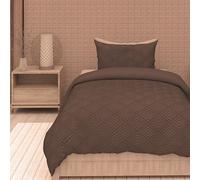 Intemporel per Soleil d'Ocre Gaia Parure da letto, con copripiumino in microfibra, effetto 3D, da 140 x 200 cm, di colore marrone