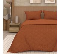 Intemporel per Soleil d'Ocre Gaia Parure da letto, con copripiumino in microfibra, effetto 3D, da 240 x 220 cm, di colore terra