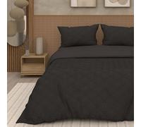 Intemporel per Soleil d'Ocre Gaia Parure da letto, con copripiumino in microfibra, effetto 3D, da 240 x 220 cm, di colore nero