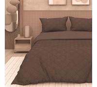 Intemporel per Soleil d'Ocre Gaia Parure da letto, con copripiumino in microfibra, effetto 3D, da 240 x 220 cm, di colore marrone