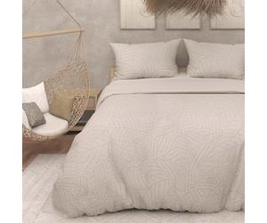 Intemporel per Soleil d'Ocre Gaia Parure da letto, con copripiumino in microfibra, effetto 3D, da 260 x 240 cm, di colore lino