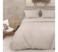 Intemporel per Soleil d'Ocre Maya Parure da letto, con copripiumino in microfibra, effetto 3D, da 240 x 220 cm, di colore lino