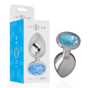 Intense - Aluminum Metal Anal Plug With Blue Crystal Size L
