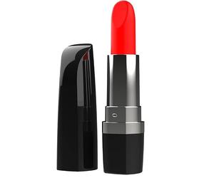 INTENSE massaggiatore Rossetto Rosso - Mini Portatile 10 modelli di Vibrazione Intensa, Morbida Punta in Silicone Ipoallergenico e Impermeabile