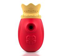 INTENSE Mr. King Vibratore Succhia Clitoride Donna, con Lingua, Stimolatore Capezzoli, Impermeabile Rosso