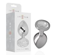 INTENSE - PLUG ANAL METAL ALUMINIO CON CRISTAL PLATA TALLA L