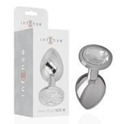 INTENSE - PLUG ANAL METAL ALUMINIO CON CRISTAL PLATA TALLA M