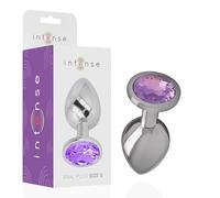 Plug Anale in Alluminio Metallizzato con Cristallo Viola - Taglia S, Taglia 9 cm x 4 cm, Colore Viola
