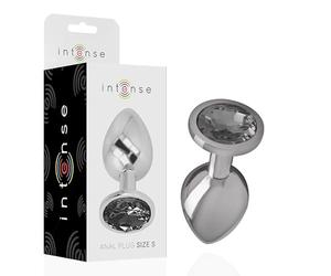 INTENSE - PLUG ANALE IN METALLO ALLUMINIO CON CRISTALLO NERO TAGLIA S