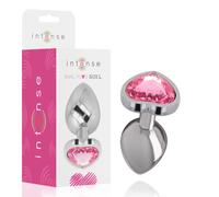 Intense - plug anale in metallo alluminio con cuore rosa taglia l