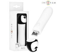 Mini Vibratore Bullet Pinguino Intenso 8 Modalità USB Silicone - Couleur: Bianco, Taille: 10 cm x 2.2 cm