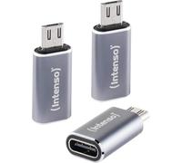 Intenso Adattatore USB-C a microUSB (C480M) 3 pezzi, 480 Mbit/s ad alta velocità USB 2.0, OTG, alluminio, grigio