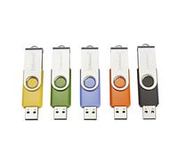Intenso Basic Line 5X 64GB Chiavette USB 2.0 con pratiche etichette per etichettatura, giallo, verde, nero, blu e arancione, con staffa in metallo argentato
