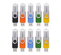 Intenso Basic Line - Chiavette USB 2.0 da 4 GB, con pratica etichetta, giallo, verde, nero, blu + arancione, con staffa in metallo argentato, confezione da 10 pezzi
