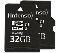 Intenso MicroSDHC UHS-I Premium 3423482 - Scheda di memoria 2 x 32 GB, classe 10, con adattatore SD, colore: Nero