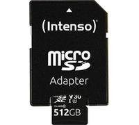 Intenso Professional microSDHC 512GB Class 10 UHS-I, U3, V30, scheda di memoria con adattatore SD, per registrazioni 4K, GoPro, Insta 360, DJI, Osmo, Steam Deck, drone, action camera, nero