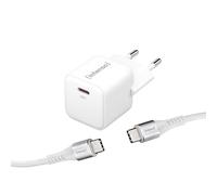 Intenso Power Adapter W30C GaN Set, alimentatore USB-C da 30 Watt e tecnologia GaN e USB-C dati + cavo di ricarica bianco