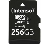Intenso Premium Scheda di Memoria microSDXC da 256 GB Class 10 UHS-I (con Adattatore SD), Nero (3423492)