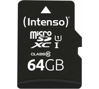 Intenso Premium Scheda di Memoria microSDXC da 64 GB Class 10 UHS-I (con Adattatore SD), Nero