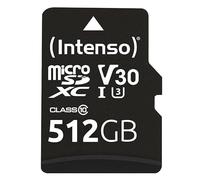 Intenso Professional microSDHC 512GB Class 10 UHS-I, U3, V30, scheda di memoria con adattatore SD, per registrazioni 4K, GoPro, Insta 360, DJI, Osmo, Steam Deck, drone, action camera, nero