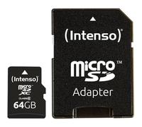 Intenso Scheda di memoria MicroSDXC da 64 GB, Class 10 (con Adattatore SD), Nero