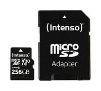 Intenso Scheda di memoria professionale microSDHC 256 GB Classe 10 UHS-I, U3, V30, con adattatore SD, per registrazioni 4K, GoPro, Insta 360, DJI, Osmo, Steam Deck, drone, action camera, nero