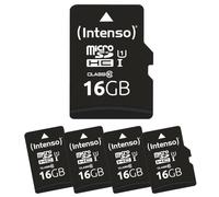 Intenso Scheda microSD Premium Multipack, 5 x 16 GB, Micro SDHC, per smartphone, tablet e fotocamere, impermeabile, a prova di caduta, a prova di raggi X, resistente alle temperature, fino a 90 MB/s