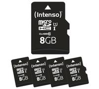 Intenso Scheda microSD Premium Multipack, 5 x 8 GB, Micro SDHC, per smartphone, tablet, fotocamera, PC e console di gioco, impermeabile, a prova di raggi X, resistente alle temperature, resistente