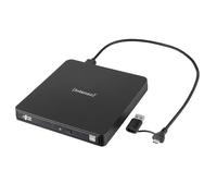 Intenso Unità CD/DVD esterna EOD 400D Slim, USB 3.2, per laptop, desktop, iMac, MacBook, Windows, MacOS, con software di masterizzazione gratuito Ashampoo Burning Studio, nero