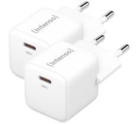 INTENSO 7803032 - Caricabatterie USB, 30 W, 1 USB-C, GaN, bianco, confezione da 2