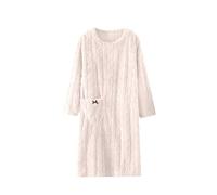 Inter - Accappatoio da donna, in flanella, in spugna, con scollo rotondo, per il tempo libero, bianco, XL