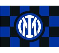 Inter Bandiera Dimensioni 140 x 100 cm con Nuova Grafica a Scacchi e Logo Centrale