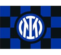 Inter Bandiera Dimensioni 70 x 50 cm con Nuova Grafica a Scacchi e Logo Centrale