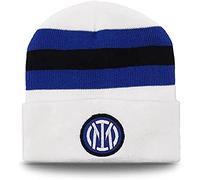 Inter Berretto invernale con Ribalta Nuovo Logo con Righe, Acrilico, Unisex Adulto, Bianco/Nero/Blu, Taglia Unica