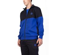 Inter, Blusa Homewear in Felpa Garzata, Abbigliamento da Casa, Nero e Blu con Logo dell'Inter, in Cotone, Full Zip, Taglia L