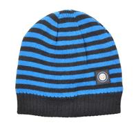 Inter Cappello Cuffia Rigato con Interno in Morbido Cotone, Logo Gomma Cucito, Misura Neonato 0-24 Mesi. Prodotto Ufficiale 151403