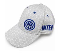 Inter Cappello Ufficiale in Cotone Bianco/Grigio con Logo Modello Baseball con Visiera Curva e Regolabile - Prodotto con Licenza - 2023008