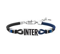 Inter F.C. Internazionale Bracciale Cordino, Uomo, Nero Blu Acciaio, Taglia Unica, B-IB003UCB