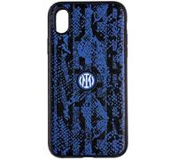 Inter Hi Tech Artisans Cover iPhone XS Max TPU e Ecopelle Nera e Blu, Cover Linea Premium, Cover Ufficiale 2022 FC, Logo Nuovo, Custodia iPhone Disegnata e Stampata in Italia
