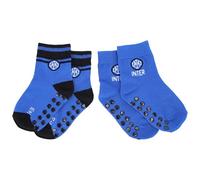 Inter linea Home Set 2 paia calze antiscivolo ufficiali, Bambino e Adulto, in cotone blu royal con logo e scritta del club 31-34