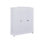 Inter Link - Armadio - 3 ante - 5 nicchie - Con spazio per appendere - Armadio in pino massello - Verniciato bianco - Larghezza :150cm Profondità :56cm Altezza : 180cm - Bastian