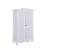 Inter Link - Armadio funzionale - 2 ante - 5 nicchie - Con spazio per appendere - Armadio in pino massiccio - Verniciato bianco - Larghezza :104cm Profondità :56cm Altezza : 180cm - Hedda