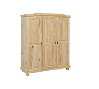 Inter Link - Armadio rustico - Armadio per camera da letto a 3 ante - 1 spazio per appendere e 5 nicchie - Armadio in pino massiccio - Vernice naturale - L :150 x P :56 x H:180 cm - Bern