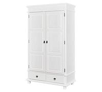 Inter Link Armadio Rustico con Ante a Battente Pino Massiccio Certificato FSC Verniciato, Bianco