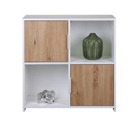 Inter Link - Cassettiera a 2 ante - Credenza - Ripiano indipendente - Per camera da letto, soggiorno, bagno - Rovere artigianale - Bianco - Legno composito - Robusto - Di facile manutenzione - Pepeto 2TW