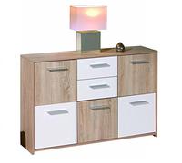 KIT BUFFET MOBILE INGRESSO ROVERE BIANCO LACCATO 115x30x77h 5 ANTE 2 CASSETTI